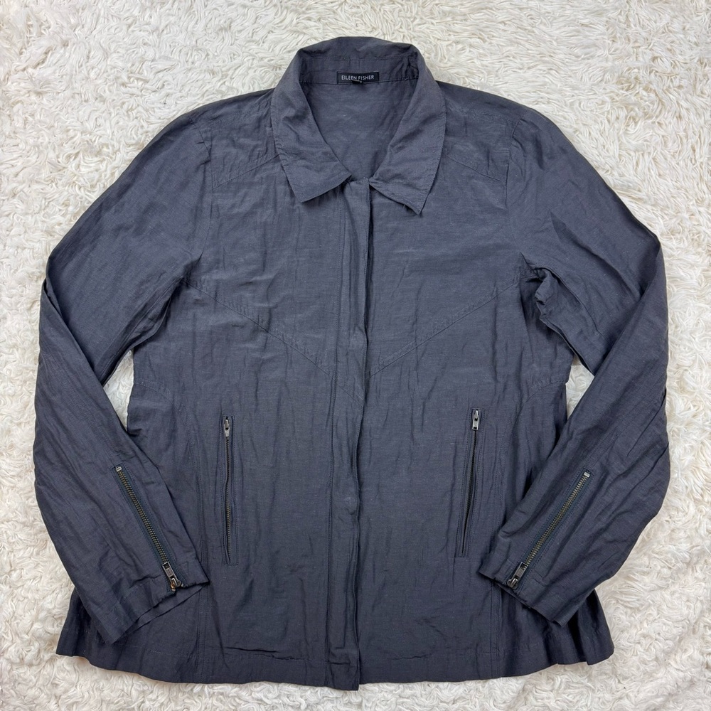 Eileen Fisher Snap Zip Windbreaker Style Jacket Size S